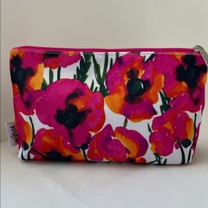 Clinique Floral Cosmetic Bag with Pink and Orange Accents
